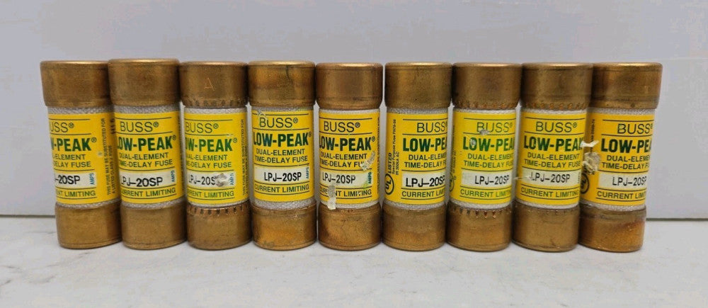 9 Pack Bussmann LPJ-20SP 20 Amp Fuses Class J 600 Volts Dual Element Time Delay 