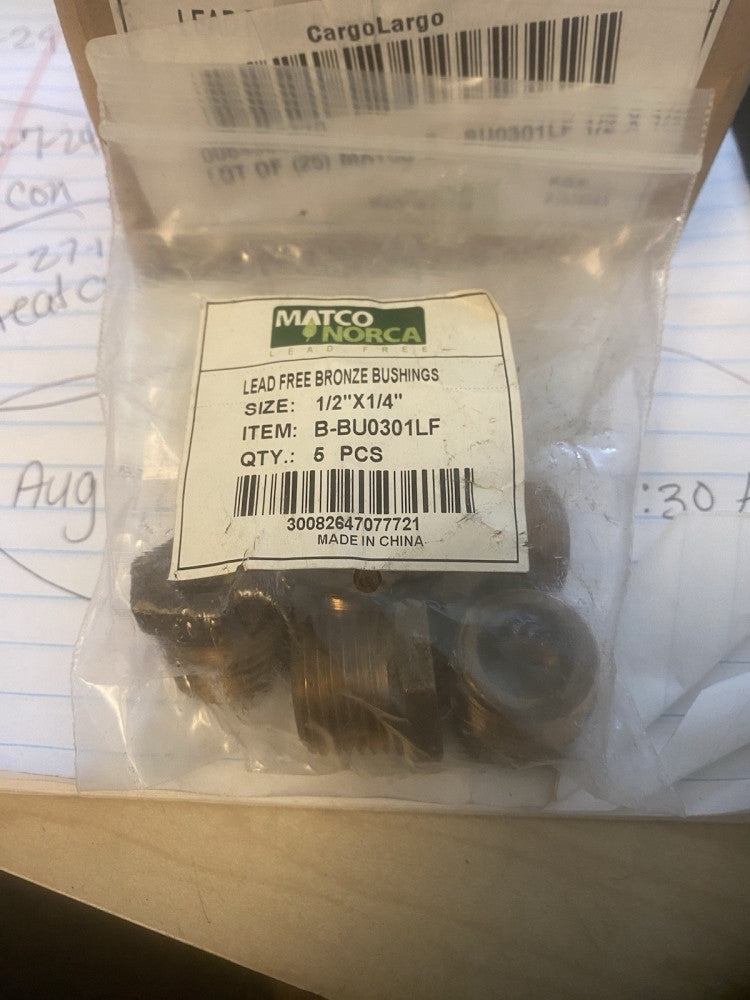 NEW  Matco BU0301LF Bronze Bushing Hex Fitting 1/2" x 1/4" , Lot Of 5 Pcs