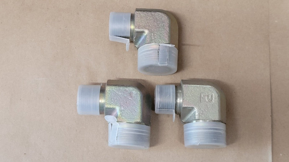 Lot Of 3 Parker 16-12 CLO-S ORFS Tube Face Seal To 3/4" NPT Elbow Adapter