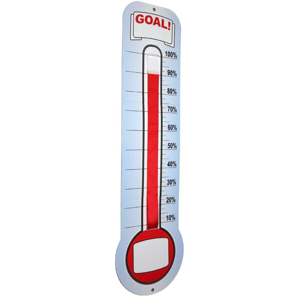 Fundraising Thermometer Chart Dry Erase Goal Tracker with Ribbon 46x12