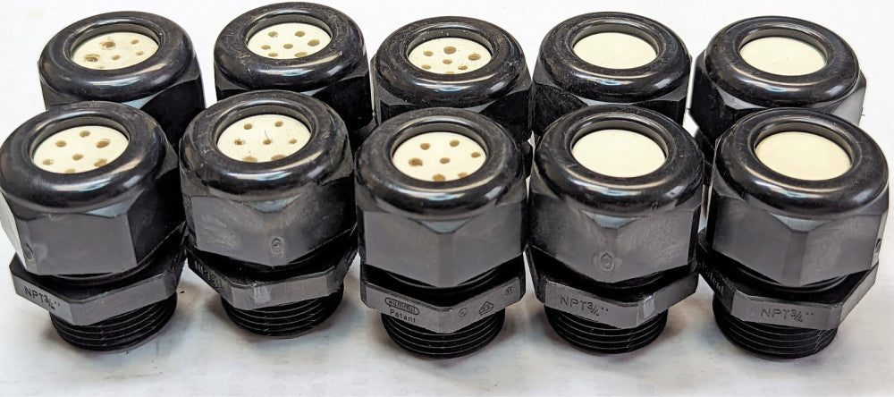 (10) Sealcon ¾” NPT CD21NA-BK Black Nylon Standard Strain Relief Fittings [B4B3]