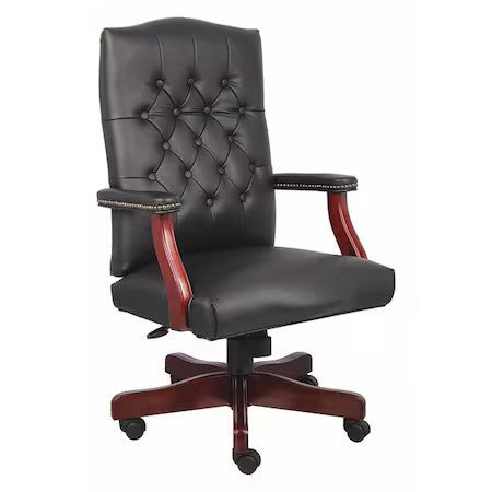 Boss B905-Bk Executive Chair,Wood Base,Overall 47" H