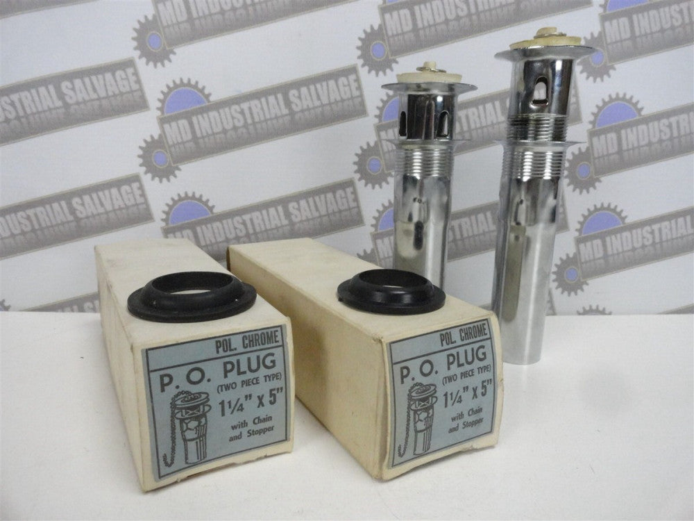 (2 pcs.) P.O PLUG LAVATORY DRAIN with STOPPER 1-1/4" x 5" (NEW in BOX)