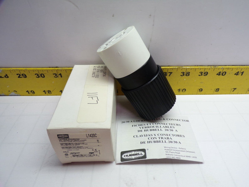 NEW HUBBELL 20 AMP LOCKING PLUG & CONNECTOR 125/250V 3 POLE 4 WIRE  L1420C