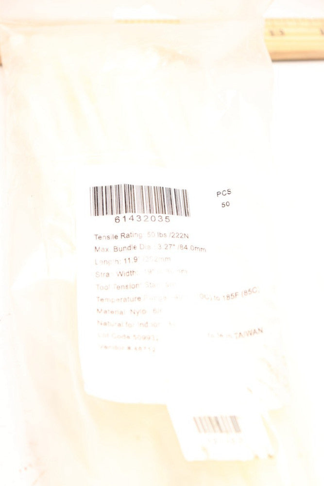 (50-Pk) Pro-Source Cable Tie Duty Natural Standard Nylon 11.9" Long 61432035