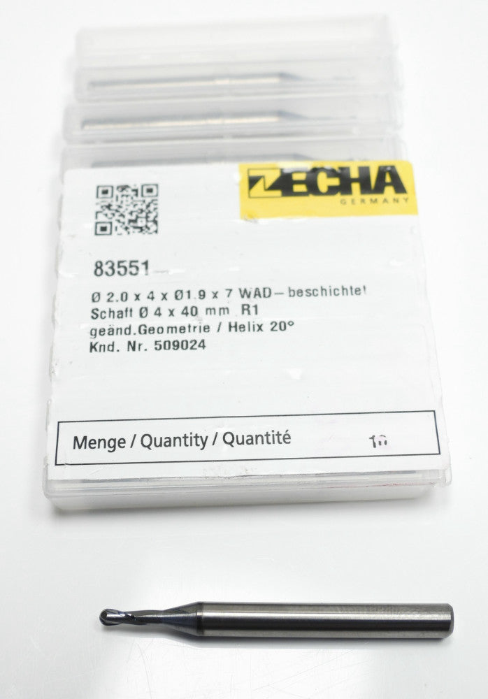 10pcs ZECHA 83551 2 x 4 x 1.9 x 7 WAD Coated 4x40mm 509024 Micro Mill Bits