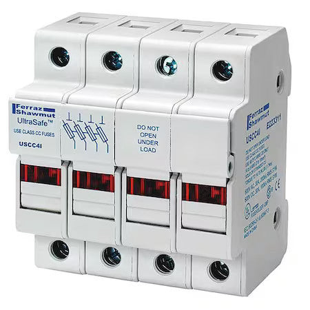 Mersen Uscc3in Finger Safe Fuse Block, Cc Ul Class, 600V Ac/Dc Volt Rating, 3