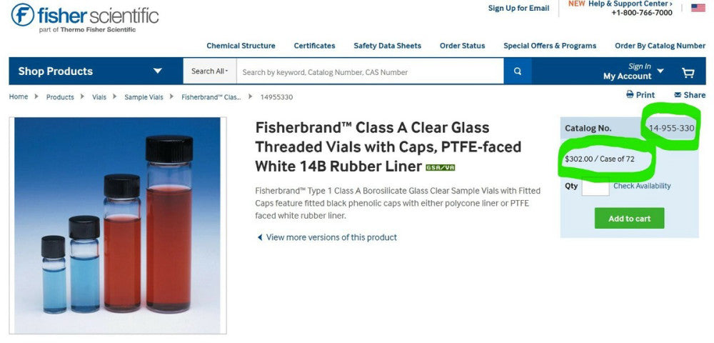 20ml Clear Borosilicate Sample Vials with Black Phenolic Rubber Caps  [A8TP]