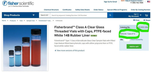 20ml Clear Borosilicate Sample Vials with Black Phenolic Rubber Caps  [A8TP]