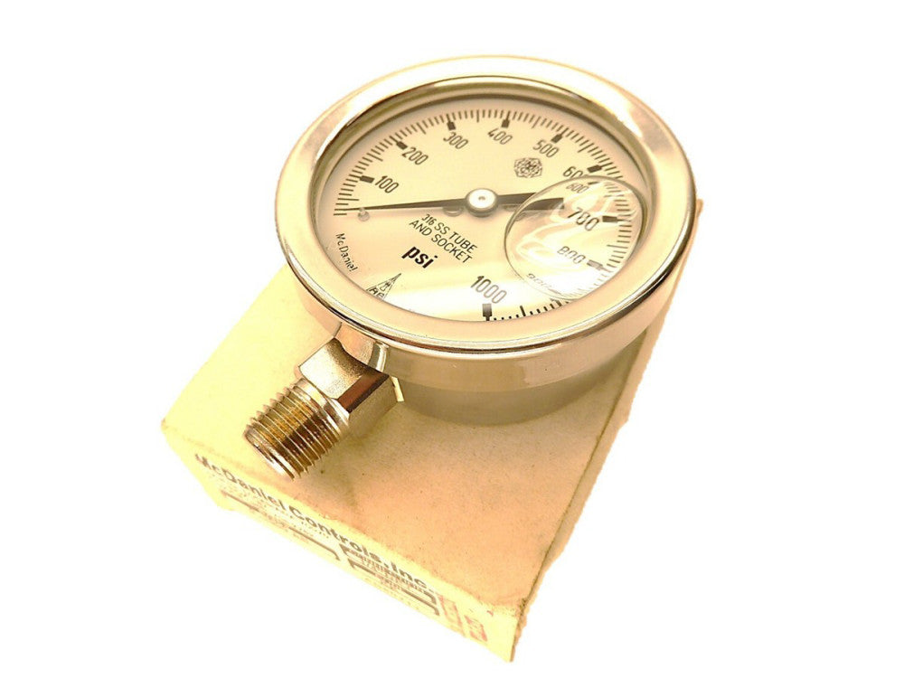 McDaniel Controls  1000  Pressure Gauge 0-1000 PSI Glycern Filled  NEW IN BOX