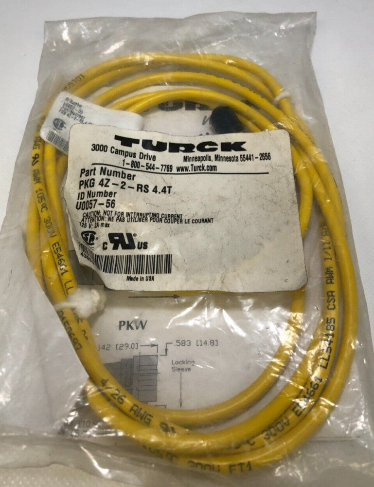 Turck  U0057-56  PKG 4Z-2-RS 4.4T, , Adapter Quick Connector Cable Cordset   NEW