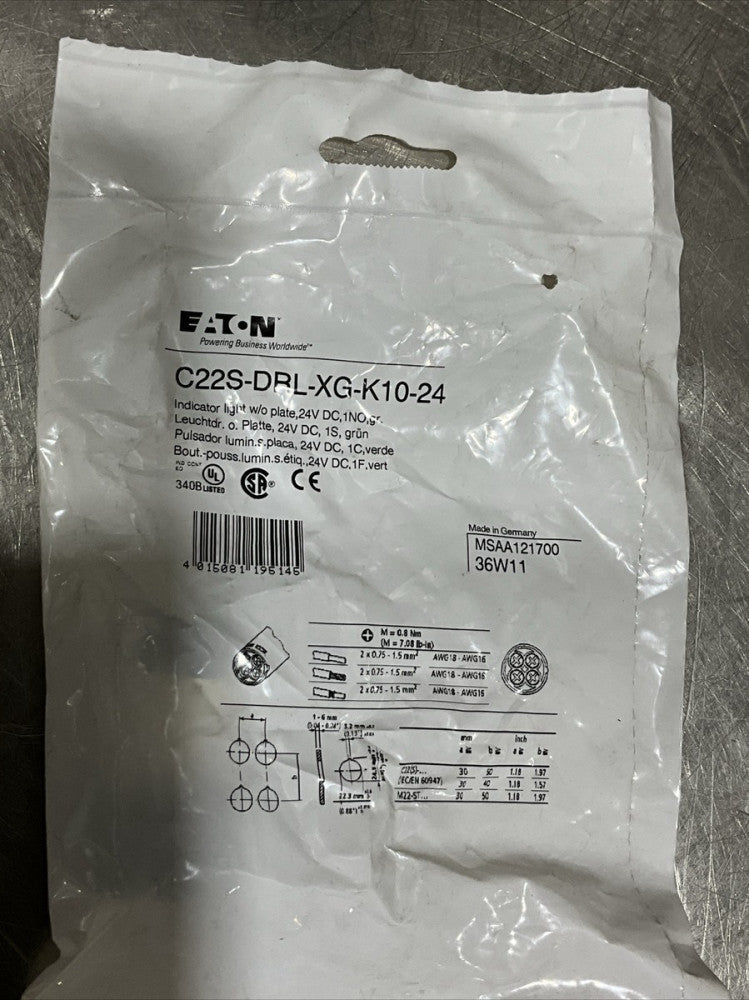 EATON CORPORATION C22-DRL-XG-K10-24 / C22DRLXGK10-24 Nos Surplus