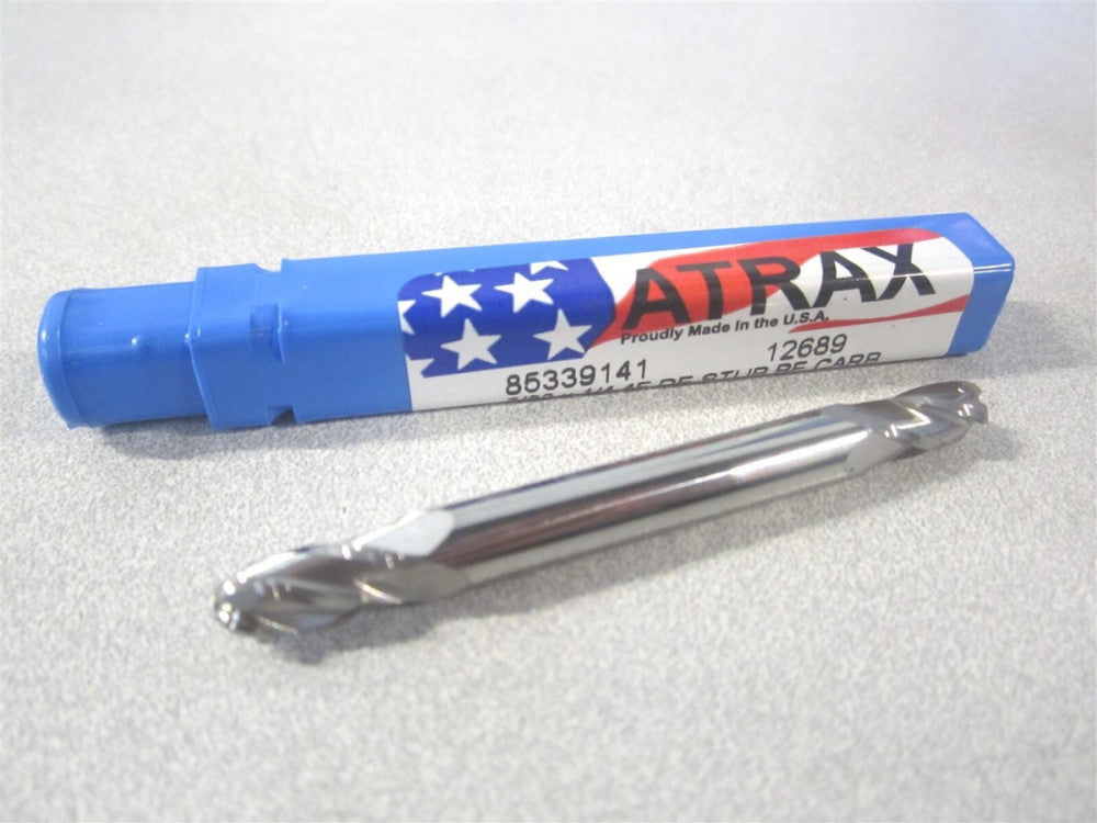 Atrax (85339141) 7/32" x 7/16" x 1/4" x 2-1/2" Solid Carbide 4Fl Ball End Mill