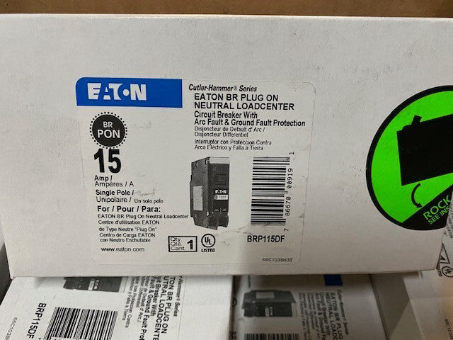 BRP115DF EATON 15 AMP 1POLE ARC FAULT- GROUND FAULT PROTECTION 10KA 120V (NEW)