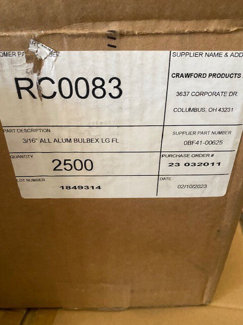 (Case of 2,500) 0BF41-00625 Blind Rivet; 3/16 Inch (0.187 Inch), Large