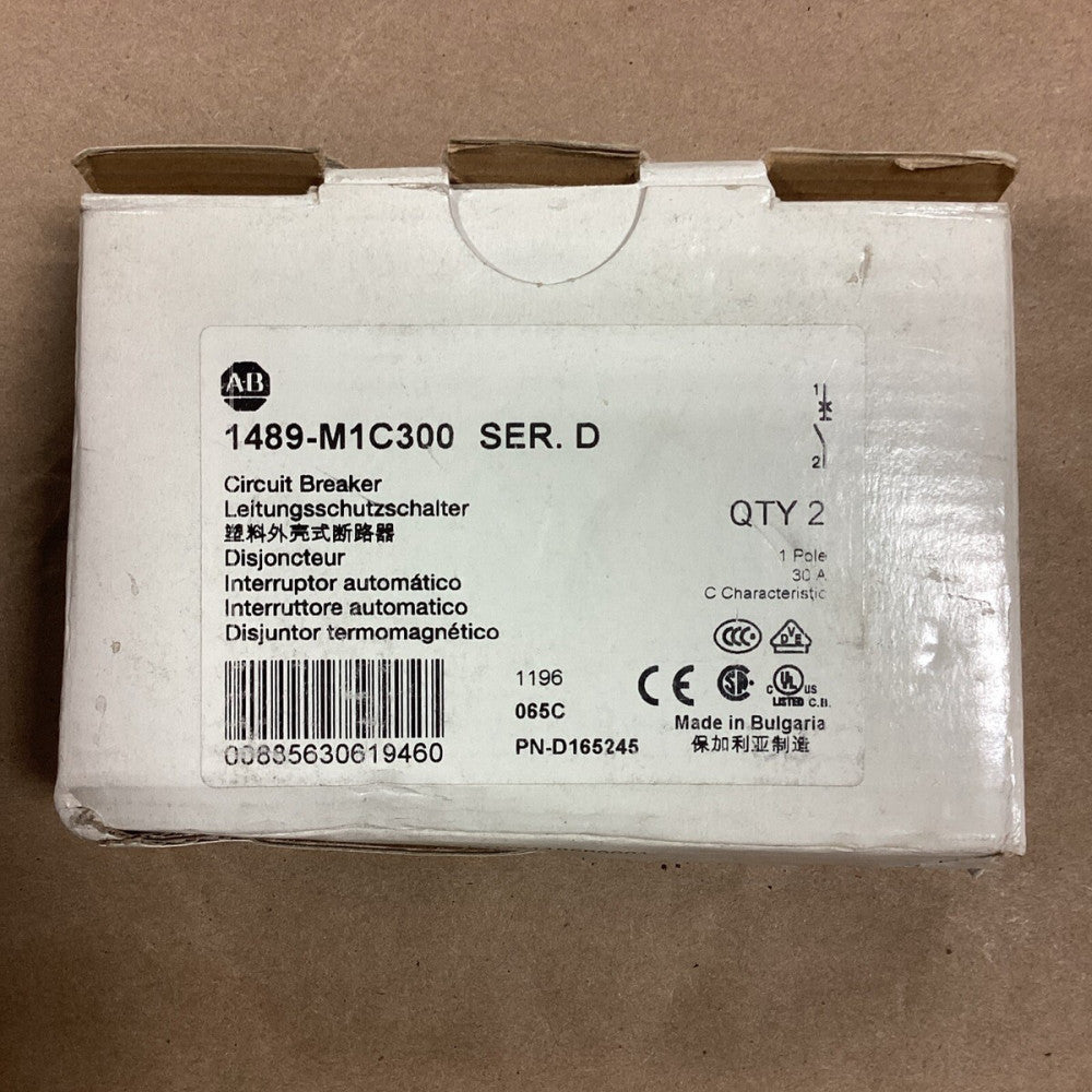Allen Bradley, 1489-M1C300 Circuit Breaker 1 Pole 277V 30A 2 per box E59