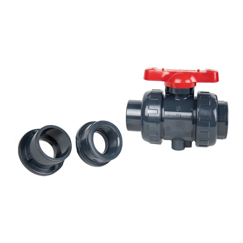 Asahi V2ALVUVS8040 1-1/2" 40mm PVC Ball Valve Socket/Threaded FKM 230psi