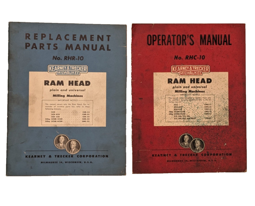 Kearney & Trecker RHC-10 Ram Head Milling Machines Operations and Parts Manuals