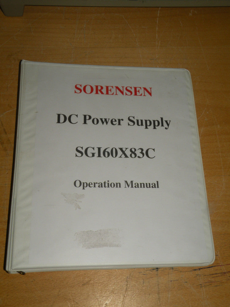 Sorensen Operation Manual For DC Power Supply SGI60X83C P/N M550221-01