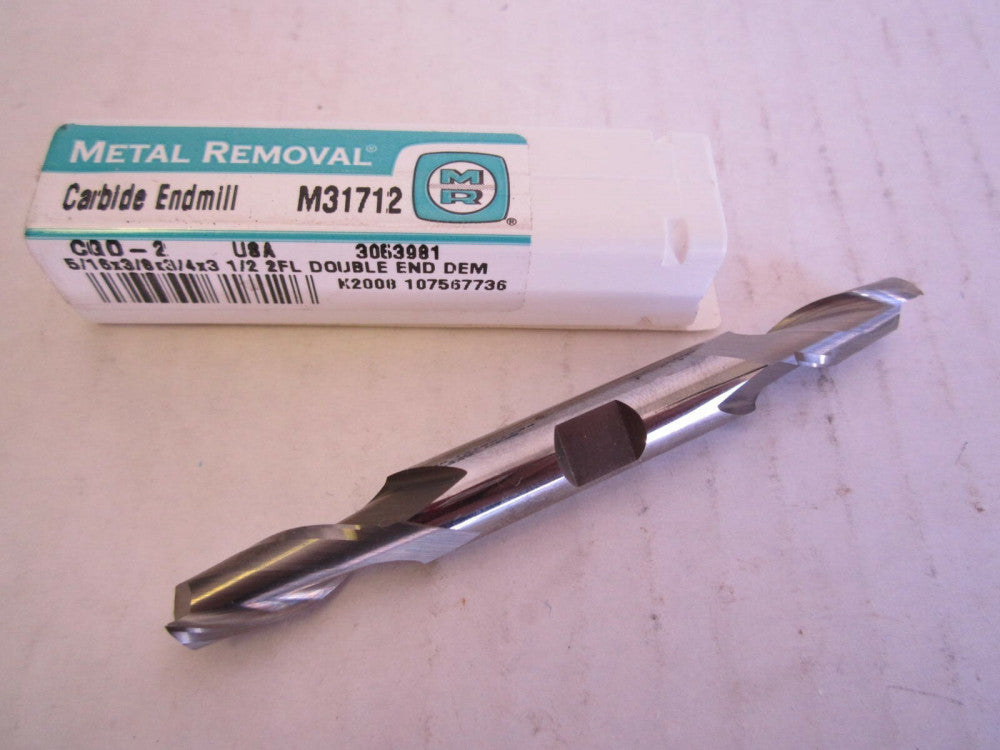 Metal Removal 5/16 x 3/8 x 3/4 x 3-1/2" Carbide Double End TiN 2-Flute Endmill