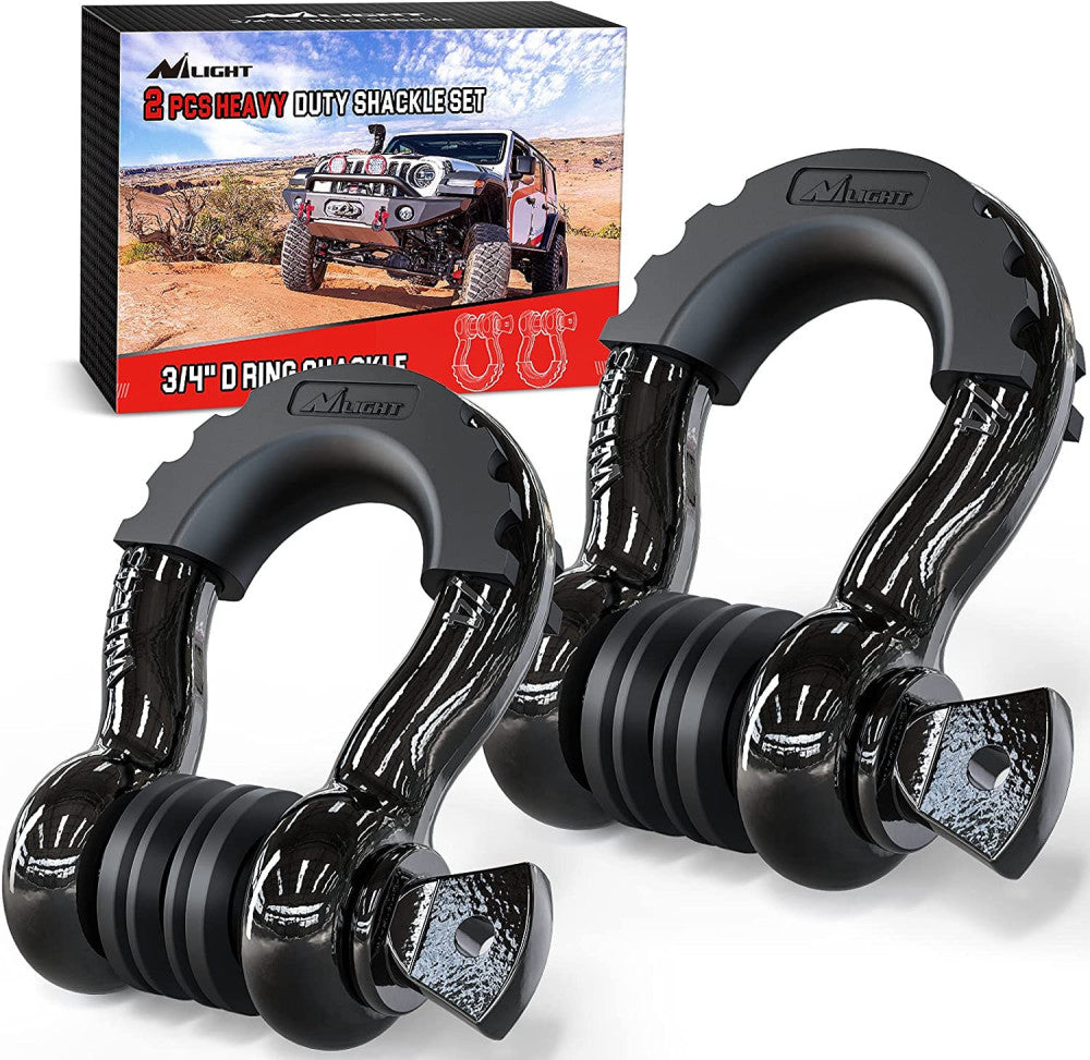 - 90052B 2 Pack 3/4" D-Ring Shackle 4.75 Ton (9500 Lbs) Capacity with 7/8" Pin H