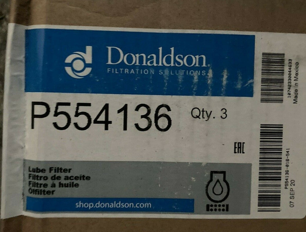 NEW GENUINE DONALDSON LUBE FILTER P554136 (PACK OF 3)