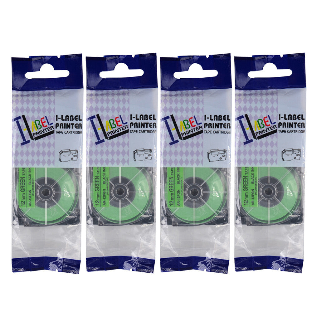 4PK Fluorescent Pink Tape Cartridge XR-18FGN for Casio KL-100 EZ Label 18mm