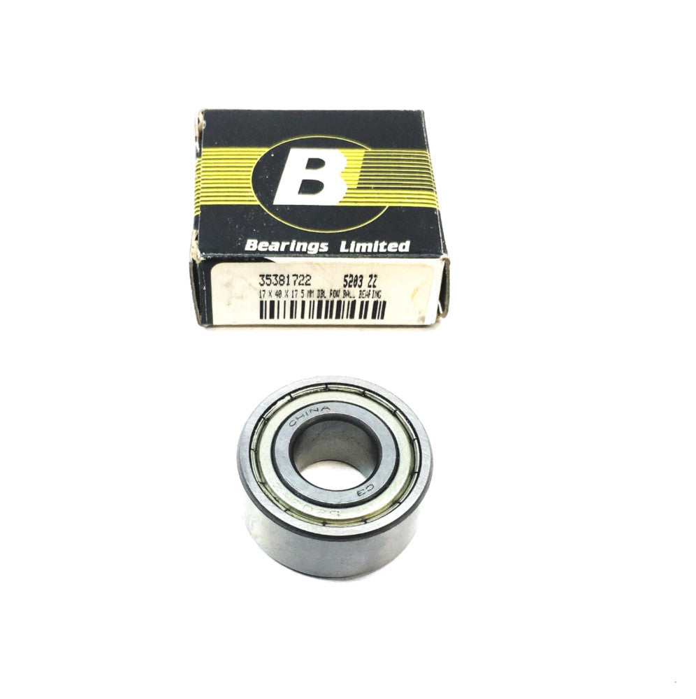 Bearings Limited 17X40X17.5MM Double Row Ball Bearing 35381722 (5203 ZZ) NOS