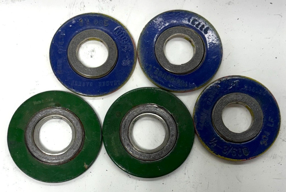 LAMONS & LEADER GASKETS LOT OF 5 SIZES 3/4" AND 1/2" 77731 STAINLESS  STEEL 316L