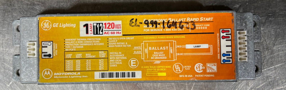 Nos Surplus GE ELECTRONIC BALLAST RAPID START BALLAST G1-RN-T12-1LL-277