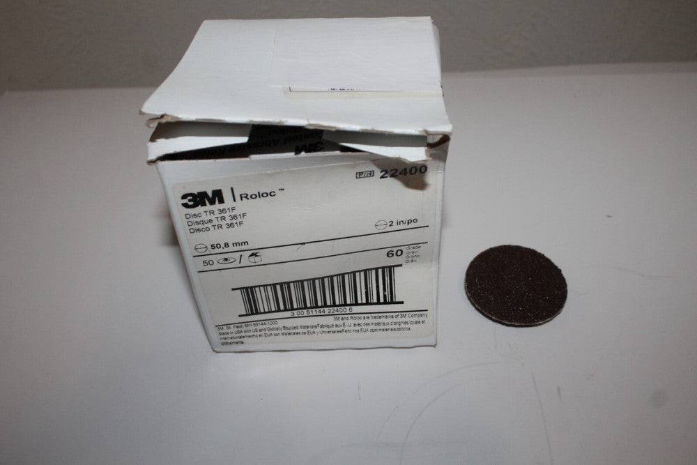 3M 22400 2" 361F Roloc TR, 60 grit Coarse Quick Change Alum Ox Disc, Box 50