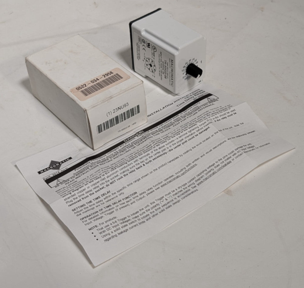 Macromatic TR-50522-08 TR-5 Series Time Delay Relay, 120VAC/DC, 8 Pin, 0.6-60 Sc