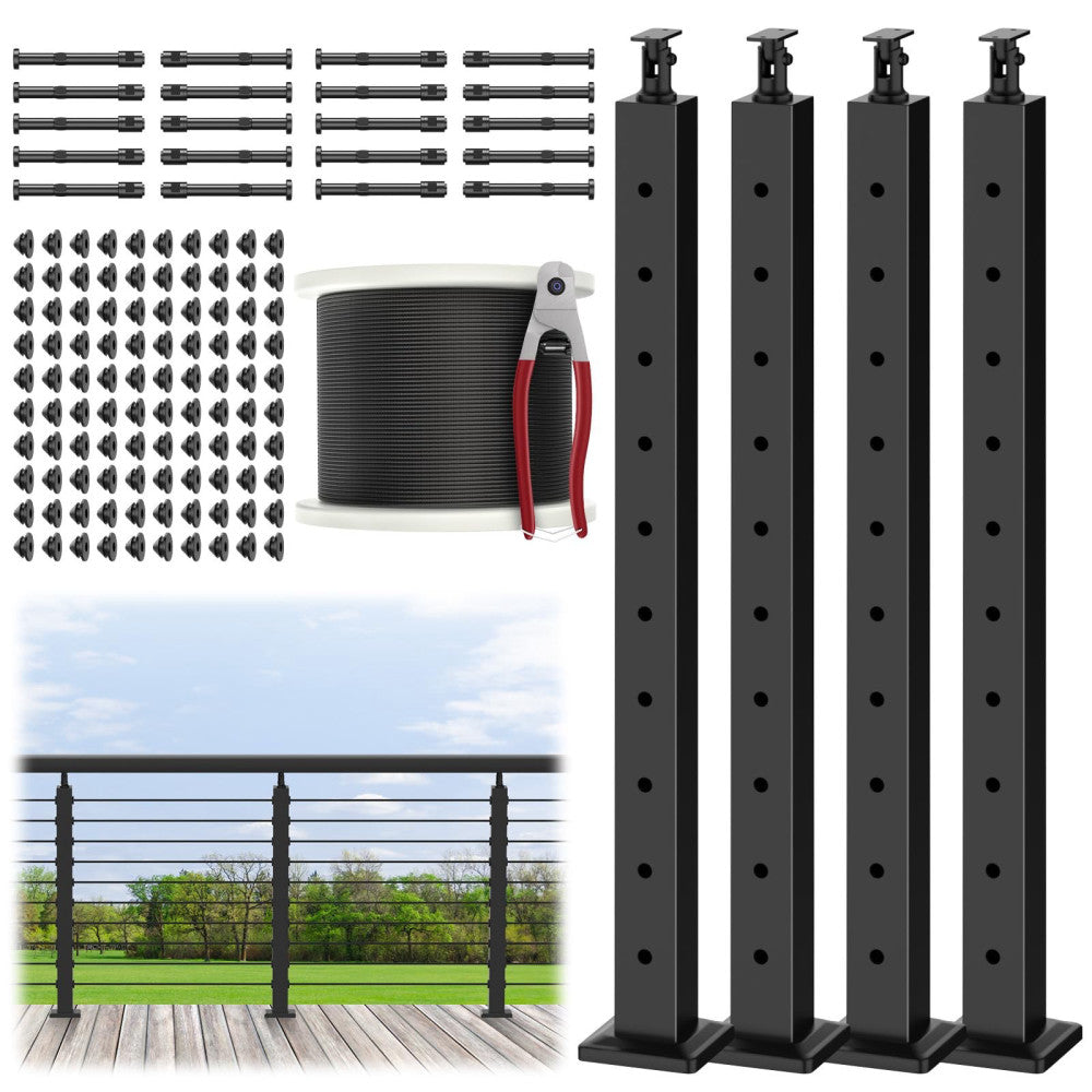 36" Cable Railing Post Kits, Adjustable Top Cable Posts System Includes 4Pack...