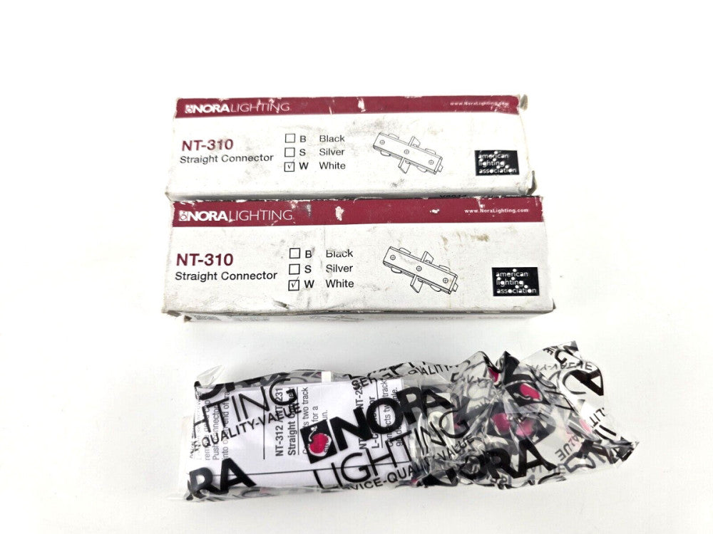 2pcs Nora Lighting NT-310 Seamless Straight Connector Track Lighting White