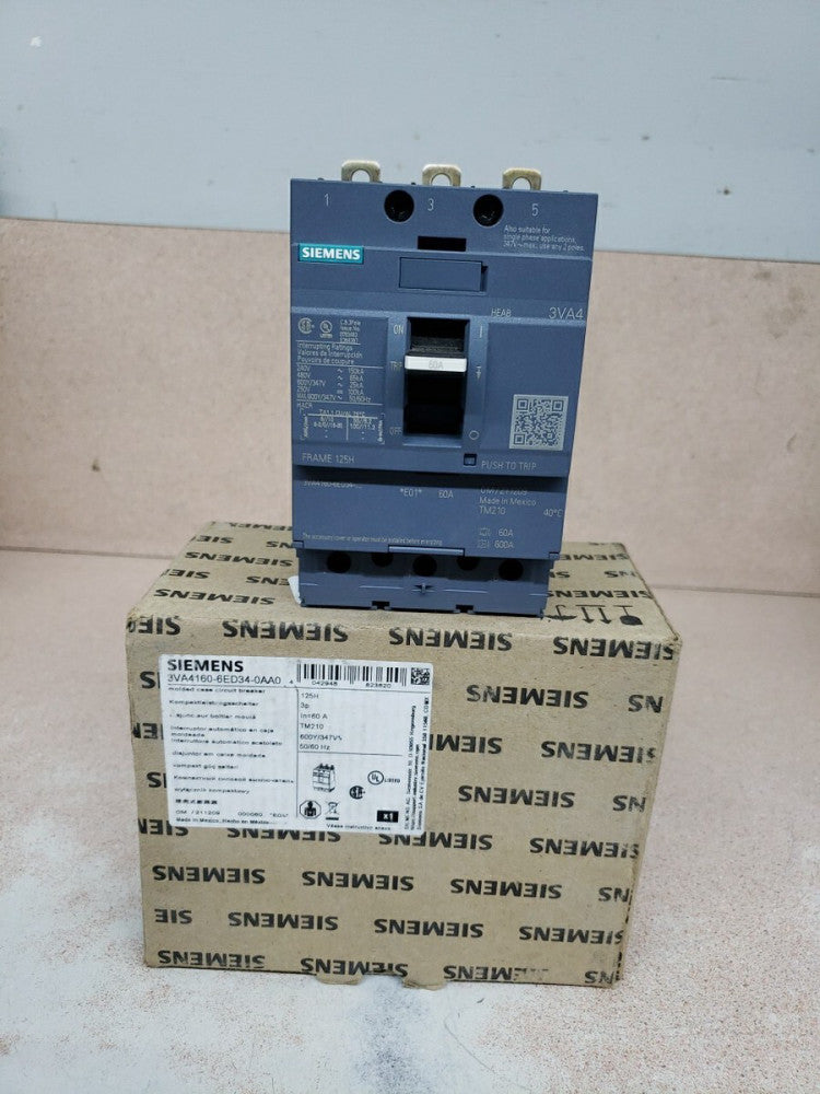 New Old Stock! Siemens 3VA4160-6ED34-0AA0 3P 60A Circuit Breaker