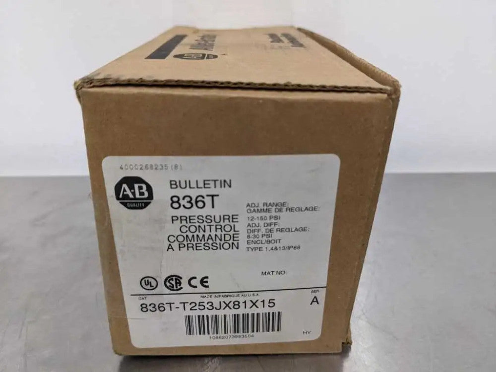 Allen-Bradley 836T-T253JX81X15 Pressure Control Switch Ser A New in Box