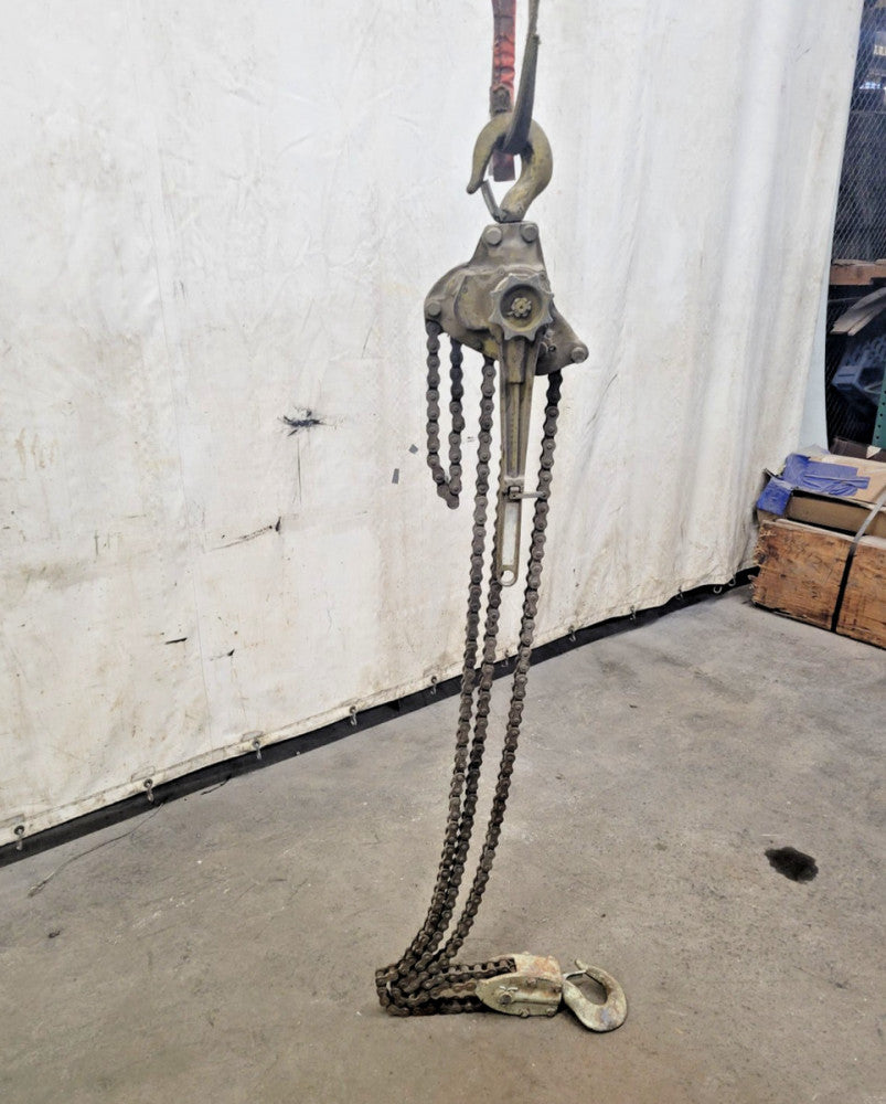 YALE 4-1/2 TON 95" ROLLER CHAIN LENGTH COME ALONG LEVER HOIST, 16" LEVER LENGTH