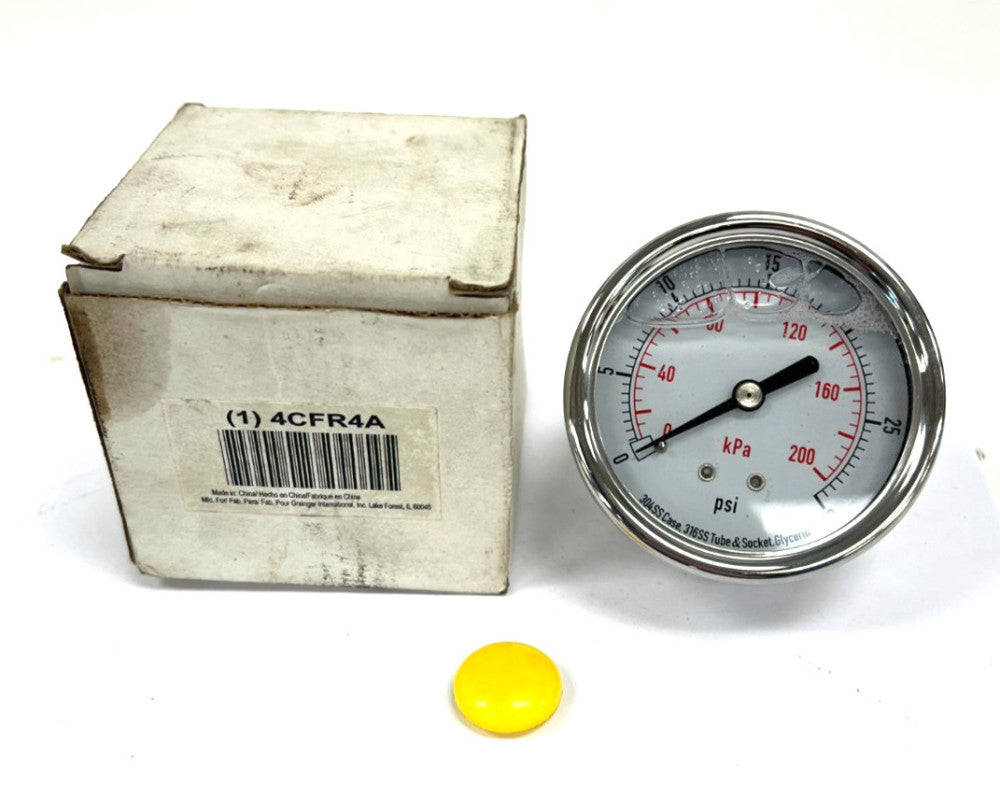 COMMERCIAL PRESSURE GAUGE 4CFR4A 0 PSI TO 30 PSI FACE DIA 2-1/2 1/4" NPT
