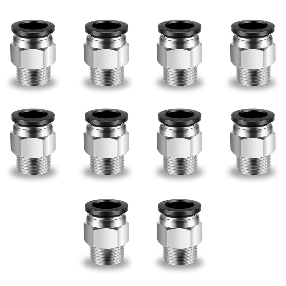 10 Pcs Push-to-Connect Fittings 1/2 Inch Tube OD x 3/8 Inch NPT Thread Pneuma...
