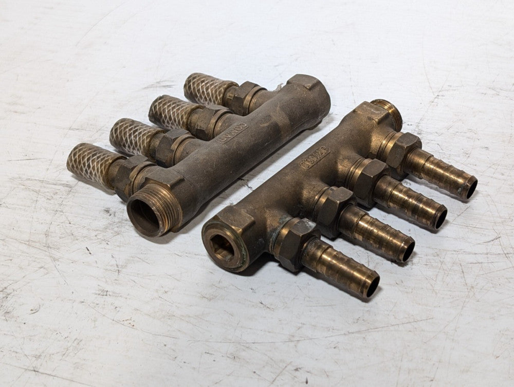 Lot of 2 COMAP 4-Way Brass Manifolds