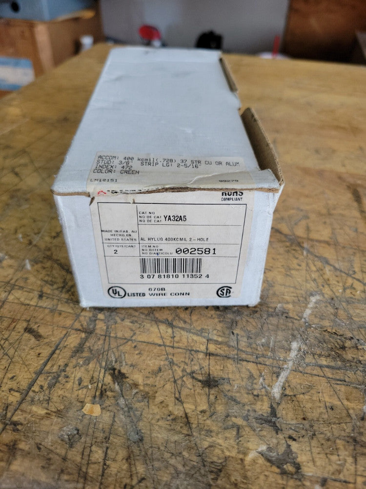 1) New Open Box! Burndy Compression Terminal Lug AL9CU Die 472 400MCM  YA32A5