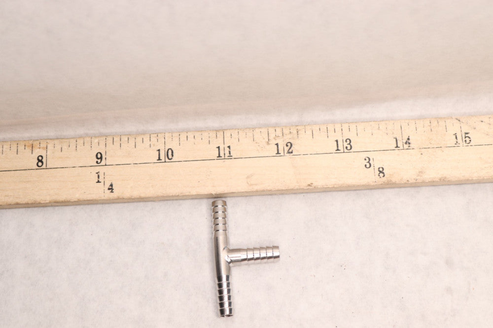  Beduan Stainless Steel 1/4" Hose Barb 3 Way Tee Shape Barb Co2 Splitter Fitting