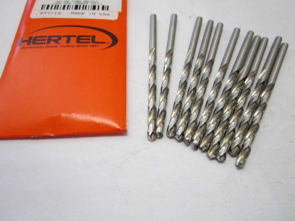 Lot of 12 #20 High Speed Jobber Length Drill Bits 118 Degree Bright