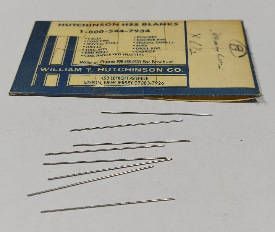 Lot Of 8 - USA Hutchinson .49mm x 1-1/2" Low Drill Blank Reamer Pin Gage