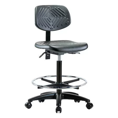 Zoro Select Br-Phbch-Rg-T1-A0-Cf-Rc-Blk High Bench Chair Ergonomic Chair, No