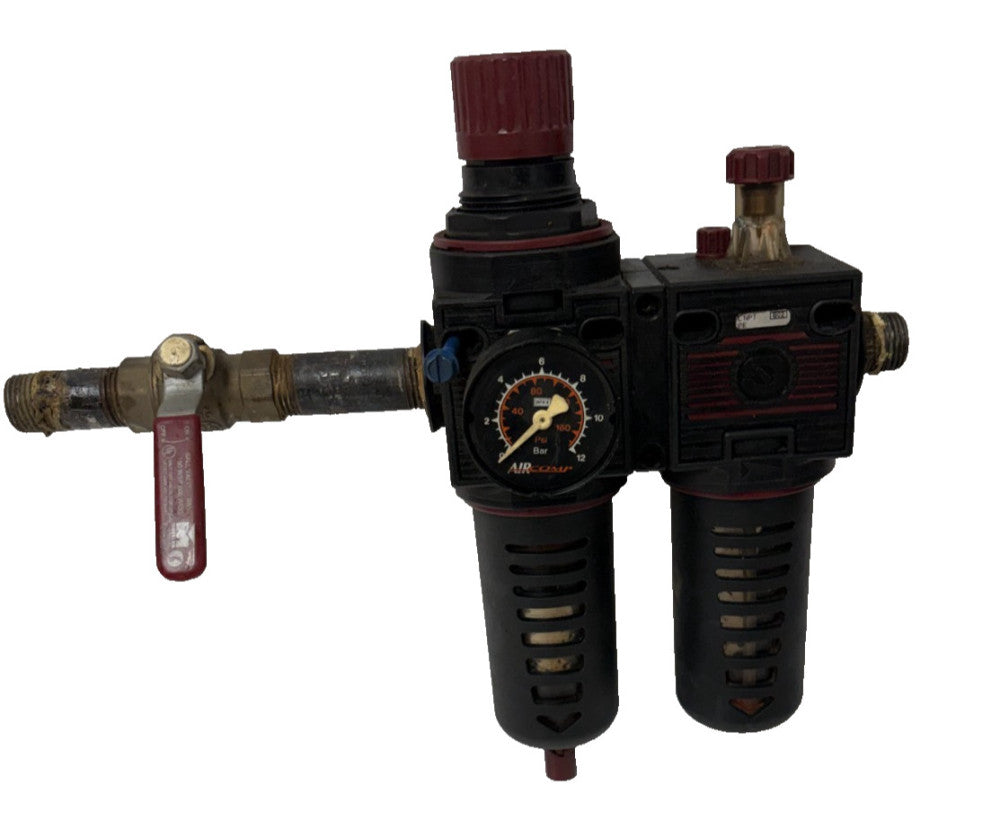 AIRCOMP PNEUMATIC AIR LINE FILTER REGULATOR 1/2"LINE 20 MICRON 0-120PSIG 1/2"NPT