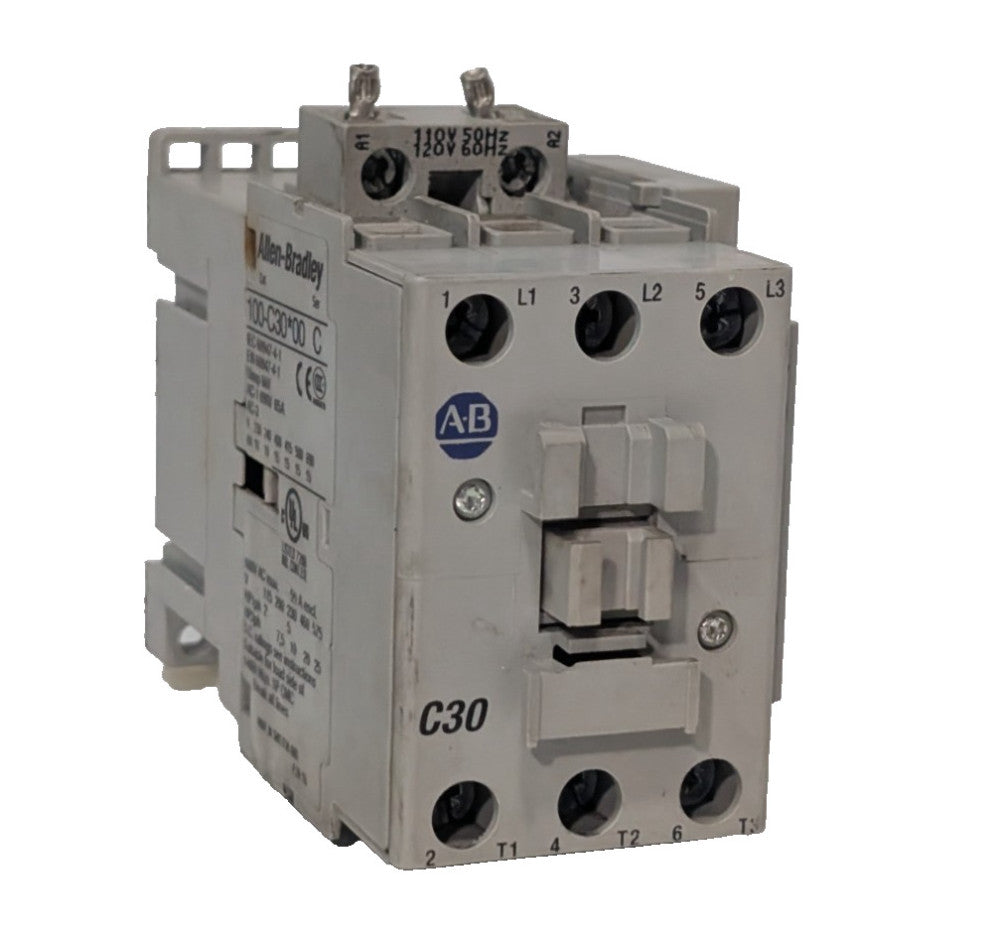 Allen-Bradley 100-C30*00 Ser C contactor 100-S Ser B with 110-120V coil assembly