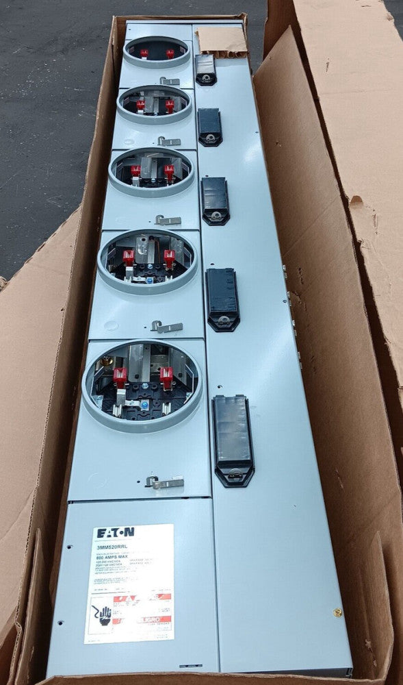 New Eaton 3MM520RRL 800/200 Amp Meter Stack 5-Gang Ringless 5-Jaw 208Y/120V 3Ø