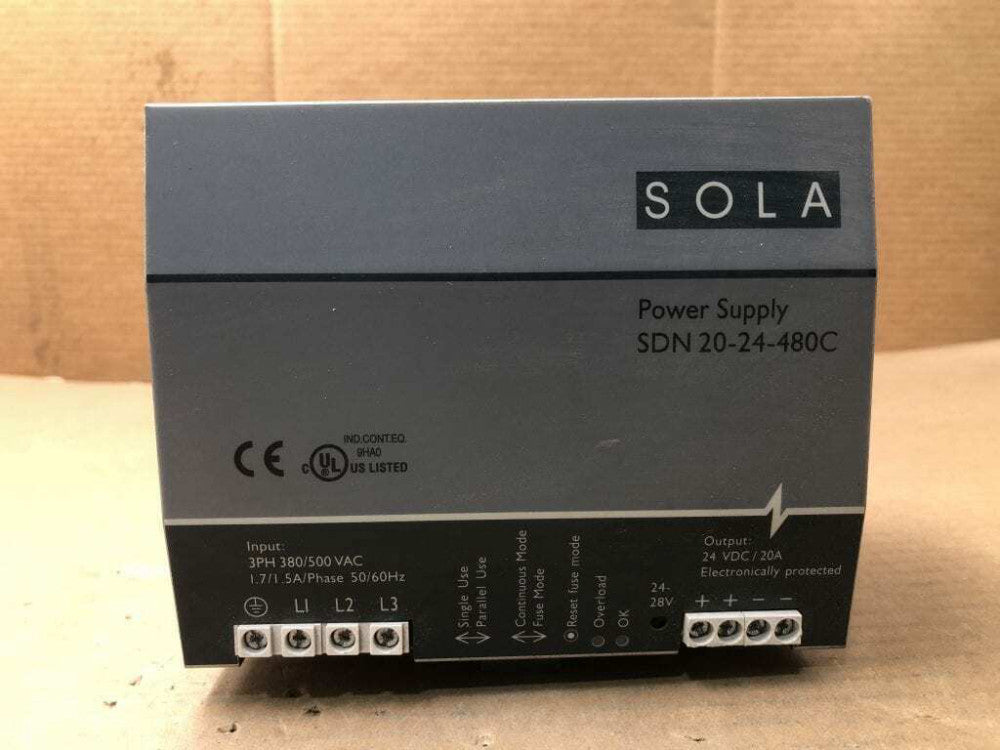SOLA HD SDN 20-24-480C Compact Switching Power Supply din rail 24VDC