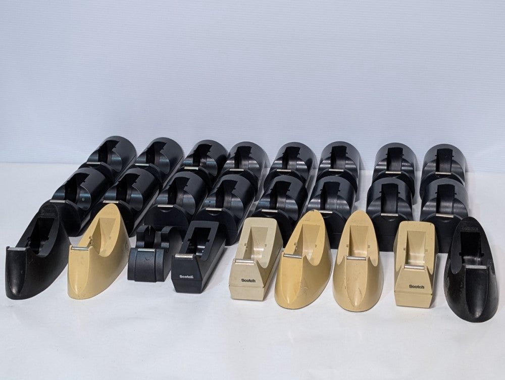 Lot of 25  Desktop Tape Dispensers, Varying Styles and Manufacturers